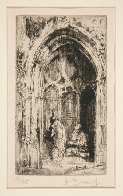 Beggar at a Church Portal by Auguste Brouet