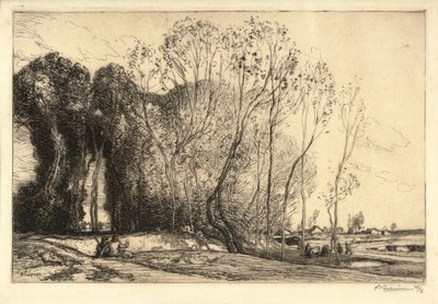 Landscape with Two Figures by Auguste Lepere