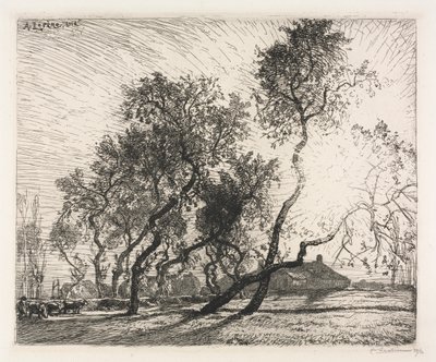 Farm with Poplar Trees of Holland by Auguste Louis Lepère