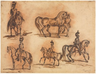 Five Equestrian Studies: Cavalrymen by Auguste Raffet