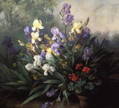 Floral Landscape with Irises by Barbara Koch