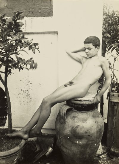 Nude Youth in Garden by Baron Wilhelm von Gloeden