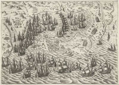 Naval Battle off Cadiz, 1596 by Bartholomeus Willemsz. Dolendo (attributed to)