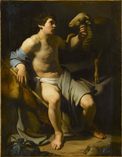 Saint John The Baptist Holding A Sheep by Bartolomeo Manfredi