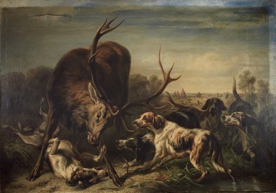 Deer Cornered by Dogs by Benno Raffael Adam