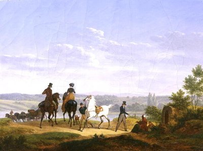 Landscape with Figures and Horses by Bernard Edouard Swebach