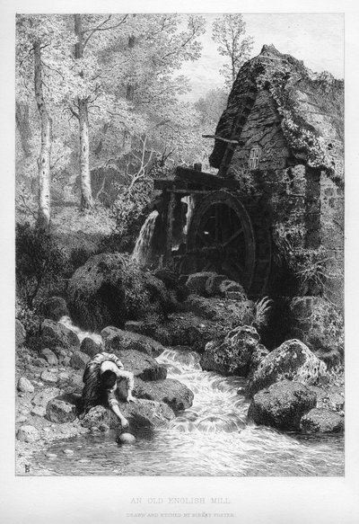 An Old English Mill, 19th Century by Birket Foster