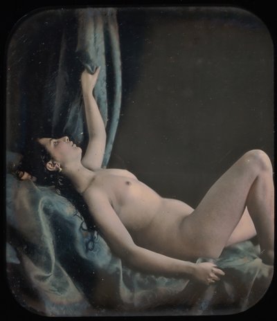 Reclining Female Nude Posed as Danae, 1850s by Bruno Braquehais