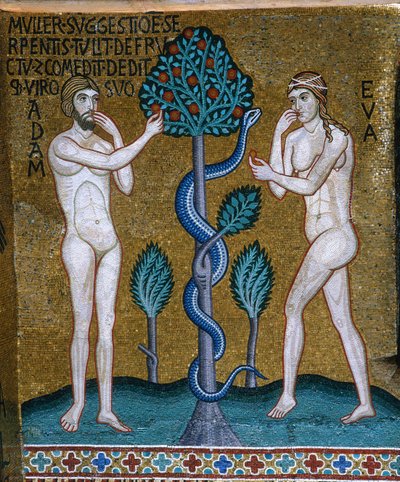 Adam and Eve. The Fall, 1140-1170 by Byzantine Master.