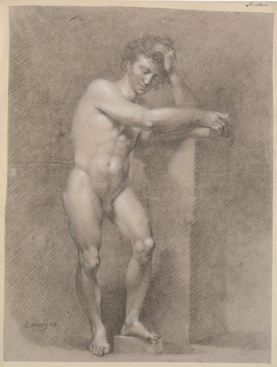 Standing Model Leaning on High Plinth by C.A. Lorentzen
