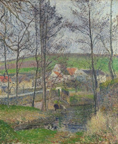 The Banks of the Viosne at Osny in Grey Weather, Winter by Camille Jacob Pissarro