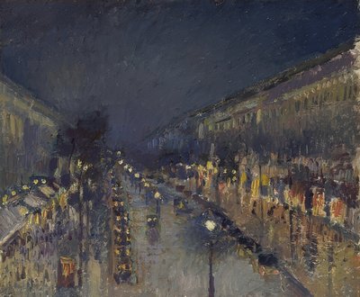 The Boulevard Montmartre at Night by Camille Jacob Pissarro