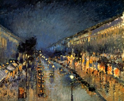 The Boulevard Montmartre at Night, 1897 by Camille Jacob Pissarro