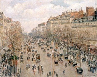 Boulevard Montmartre, Afternoon Sun by Camille Jacob Pissarro