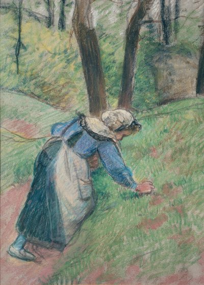 Peasant Woman Weeding the Grass, c. 1894 by Camille Pissarro