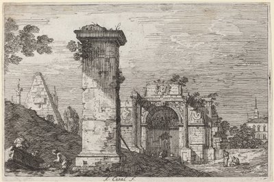 Landscape with Ruined Monuments by Canaletto