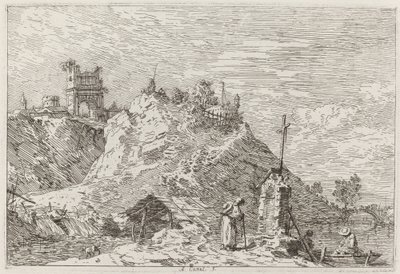Landscape with the Pilgrim at Prayer by Canaletto