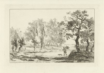 River Landscape with a Wood Gatherer by Carel Lodewijk Hansen