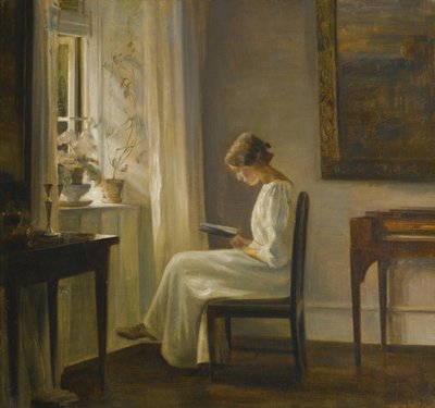 Interior with a Woman Reading by Carl Holsoe