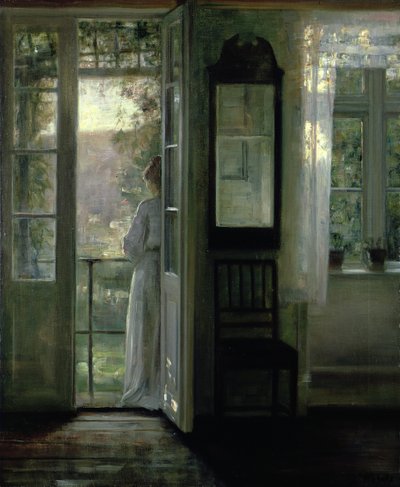 Girl Standing on a Balcony by Carl Holsoe