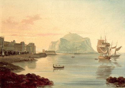 Palermo Harbour with Mount Pellegrino by Carl Wilhelm Goetzloff