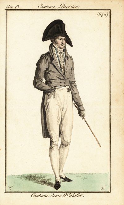 Dandy in semi-formal wear, Paris by Carle (after) Vernet