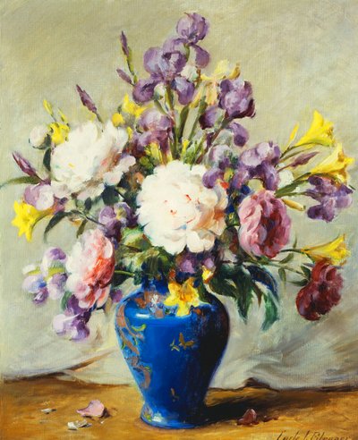 Still Life with Peonies and Iris by Carle J. Blenner