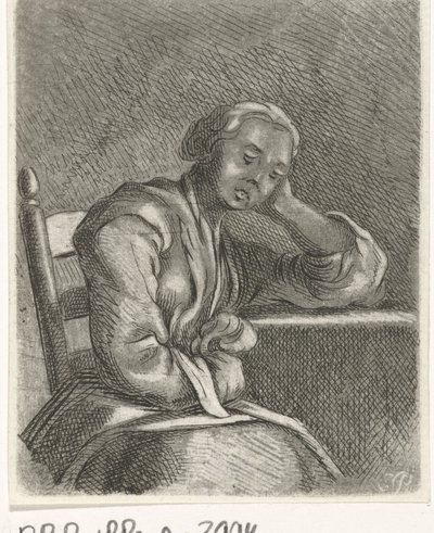 Sleeping Girl at Table by Caspar Jacobsz. Philips