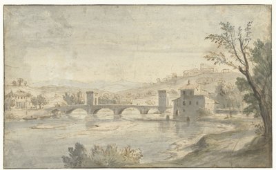 Italianate River Landscape with a Bridge by Caspar van Wittel