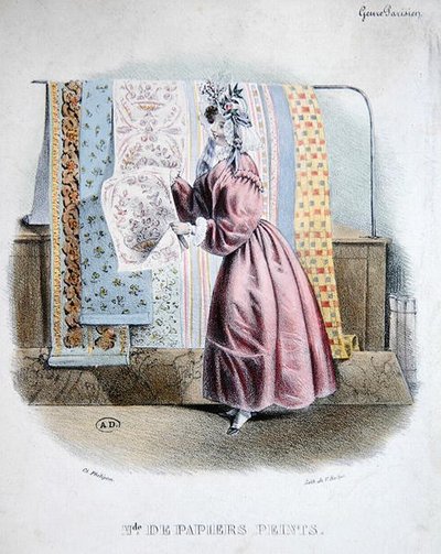 Wallpaper Seller, c.1840 by Charles (after) Philipon