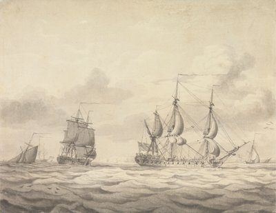 Two Frigates before the Wind by Charles Brooking