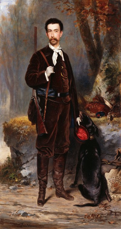 A Huntsman with a Dog by Charles Edouard Boutibonne