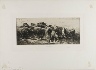Cows Drinking by Charles Emile Jacque