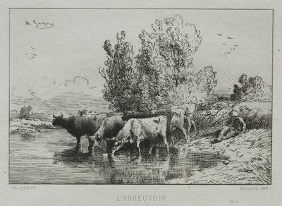 The Watering Place by Charles Emile Jacque