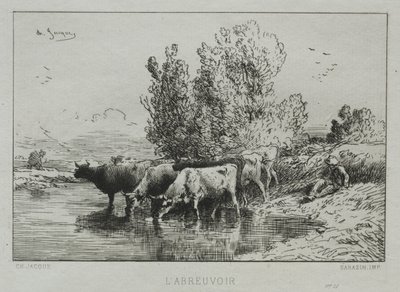 The Watering Place by Charles Emile Jacque