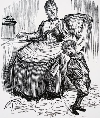 A mother punishing her naughty boy by Charles Keene