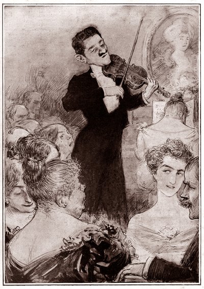 Violinist playing at a social meeting by Charles Leandre