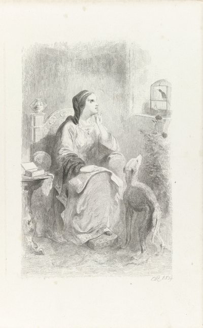 Helene looking through a window by Charles Rochussen