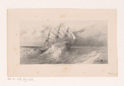 Sailing Ship in a Storm at Sea by Charles Rochussen