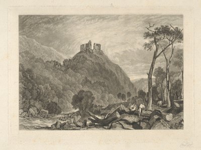 Okehampton Castle, on the River Okehampton by Charles Turner