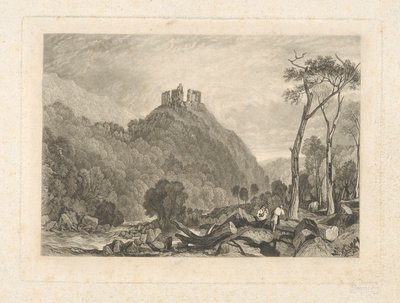 Okehampton Castle, on the River Okement by Charles Turner