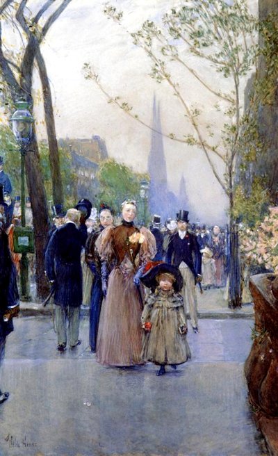 5th Avenue, Sunday by Childe Frederick Hassam