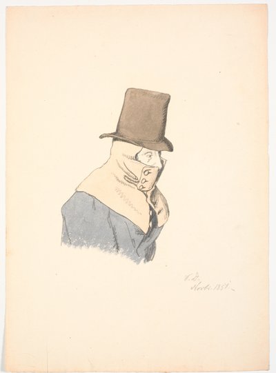 Man with Hooded Cloak and Tall Hat by Christen Dalsgaard
