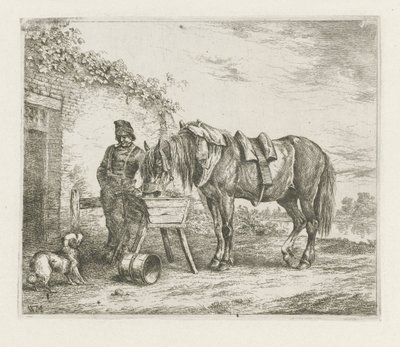 Horse by a Feeding Trough by Christiaan Wilhelmus Moorrees