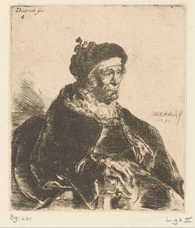 Seated Old Woman by Christian Wilhelm Ernst Dietrich