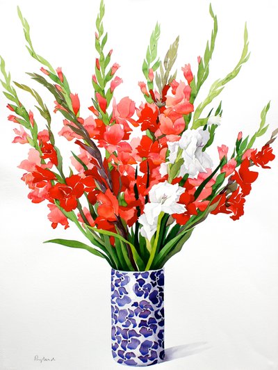 Red and White Gladioli by Christopher Ryland