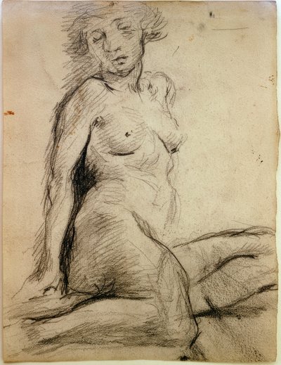 Seated Female Nude with Closed Eyes by Clara Siewert