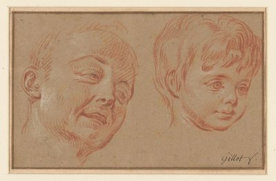 Sketch of Two Heads by Claude Gillot (possibly)