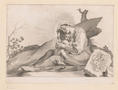 Mary with Child by a Tree Stump by Claude Mellan