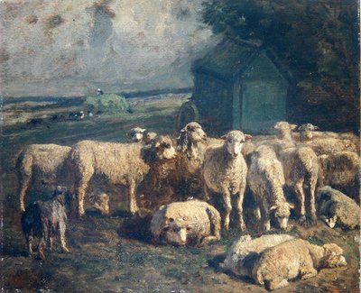 Flock of Sheep by Constant Emile Troyon